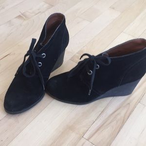 Lucky brand black bootie wedges